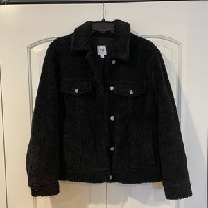 Gap Black Fuzzy Fur Jacket